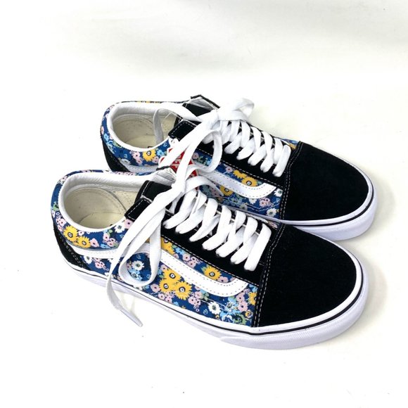 VANS Old Skool Floral Black Shoes Men's Size Canvas Suede Sneakers VN0A5KRFFF1 - Picture 3 of 10